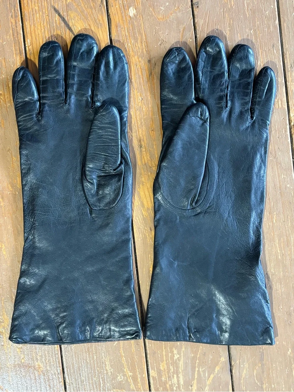 Gimbals Italian Black Leather Dress Gloves - Classic Lined Formal Long Gloves